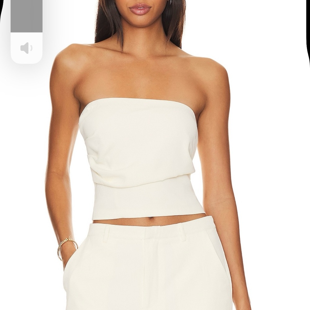Elegant Cream Strapless Top and pants set